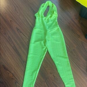 Neon Yellow Textured Jumpsuit